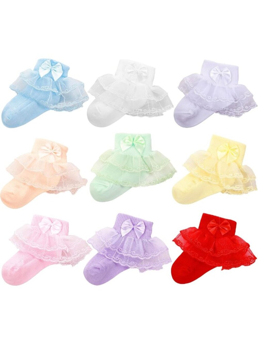 Adorable Baby Lace Ruffle Ankle Socks - 9 Pairs for Girls, Cute & Comfy